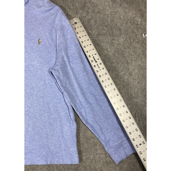 Polo Ralph Lauren Sweater Mens Large Blue 100% Cotton Estate Rib 1/4 Zipper - Picture 4 of 9